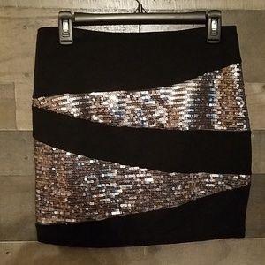 Fun Black and Silver Sequins Forever 21 Mini Skirt